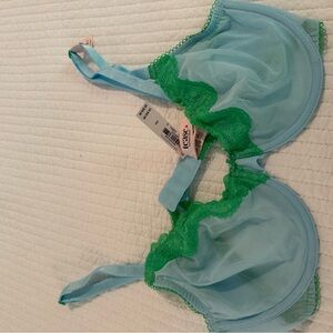 Victoria's Secret Blue and Green Lace Bra & Thong Set